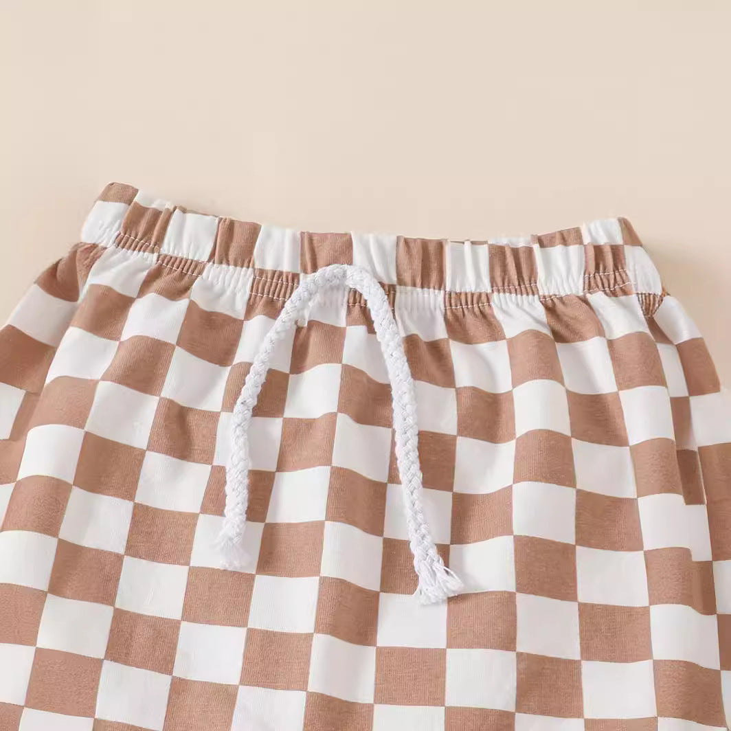 Summer Boys And - Summer Boys' And Kids' Popular Short Top Plaid Shorts Two-piece Set - Boys Summer & Party Dresses - Baby's