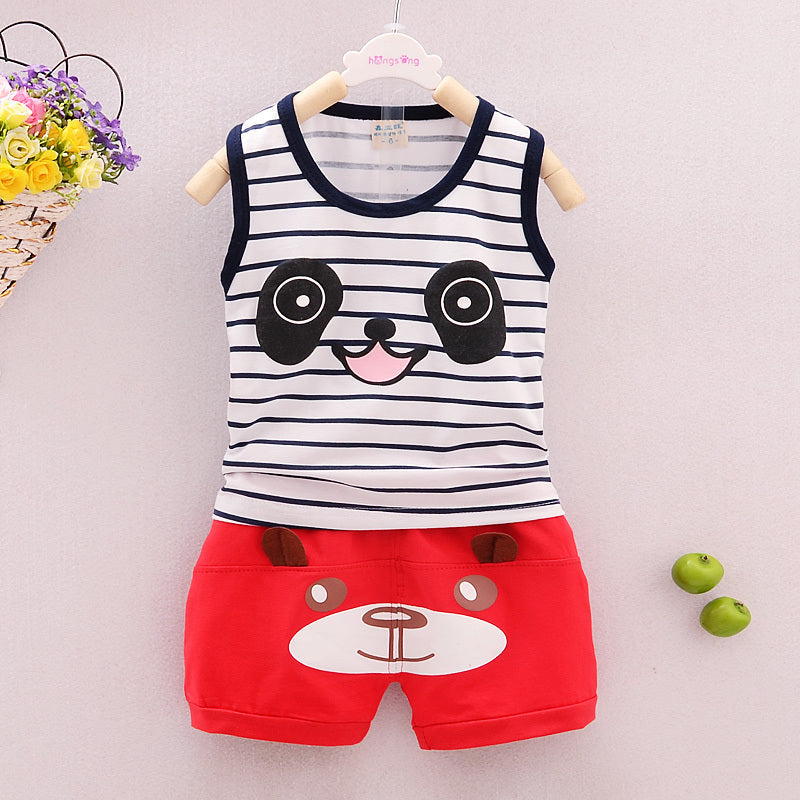 Baby Boys Summer Vest Set – Cotton Sleeveless Two Piece Outfit - Boys Summer & Party Dresses - Baby's World (view 4)
