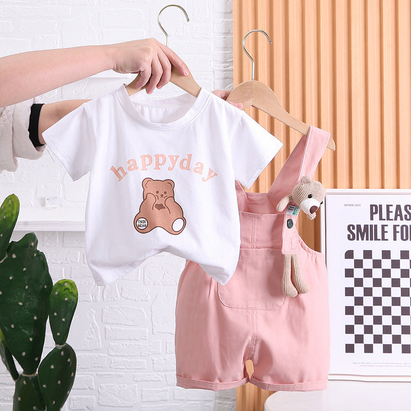 Summer Children Cotton T-shirt Suspender Suit - Boys Summer & Party Dresses - Baby's World (view 5)