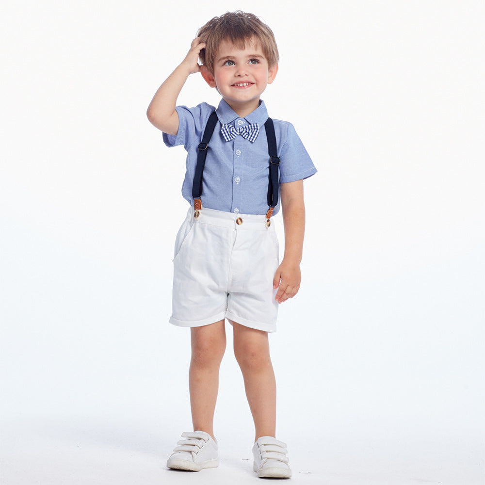 Summer Korean Style Boy's Short-sleeved Shirt Suspender Pants Suit - Boys & Kids dresses - Baby's World (view 3)