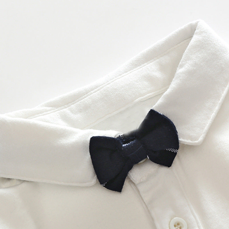 Children Short Sleeved - Children's Short-sleeved Knitted One-piece Romper Sheath Romper Plaid Suspender Pants - Boys & Kids