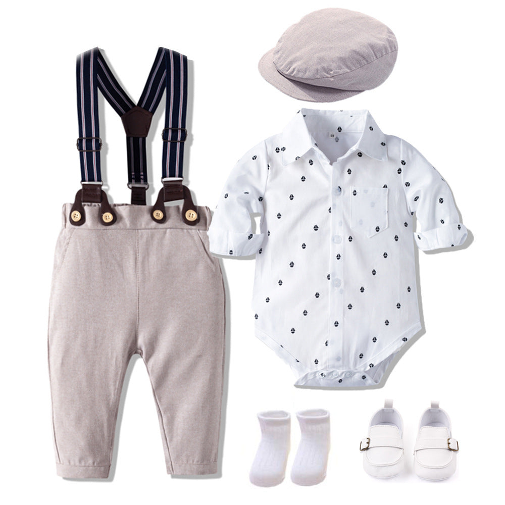 Boys Suit Romper - Boys Baby Suit Romper Short-sleeved Jumpsuit Overalls - Boys Clothing - Baby's World (view 9)