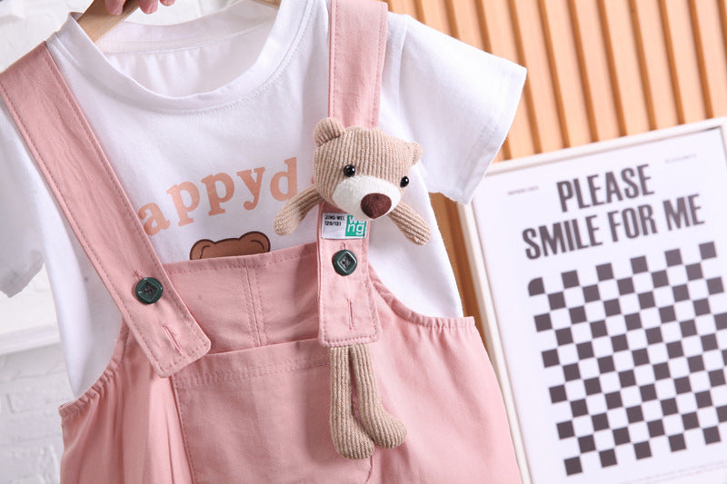 Summer Children Cotton T-shirt Suspender Suit - Boys Summer & Party Dresses - Baby's World (view 3)