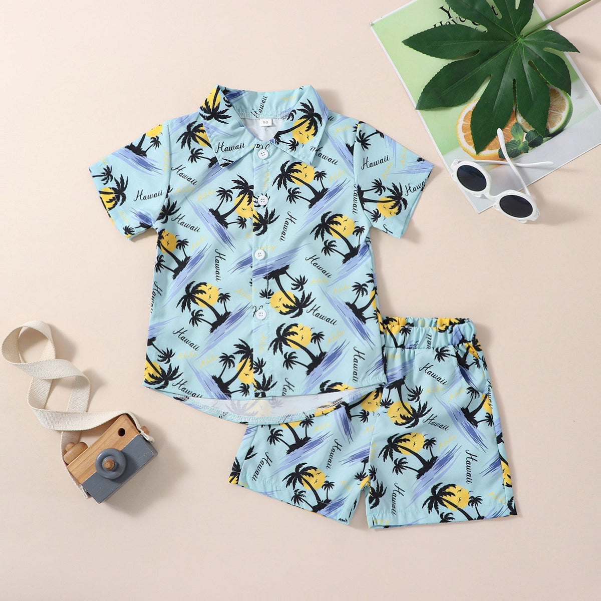 Boys Hawaiian Summer Outfit – Printed Shirt & Shorts Set - Boys Summer & Party Dresses - Baby's World (view 3)