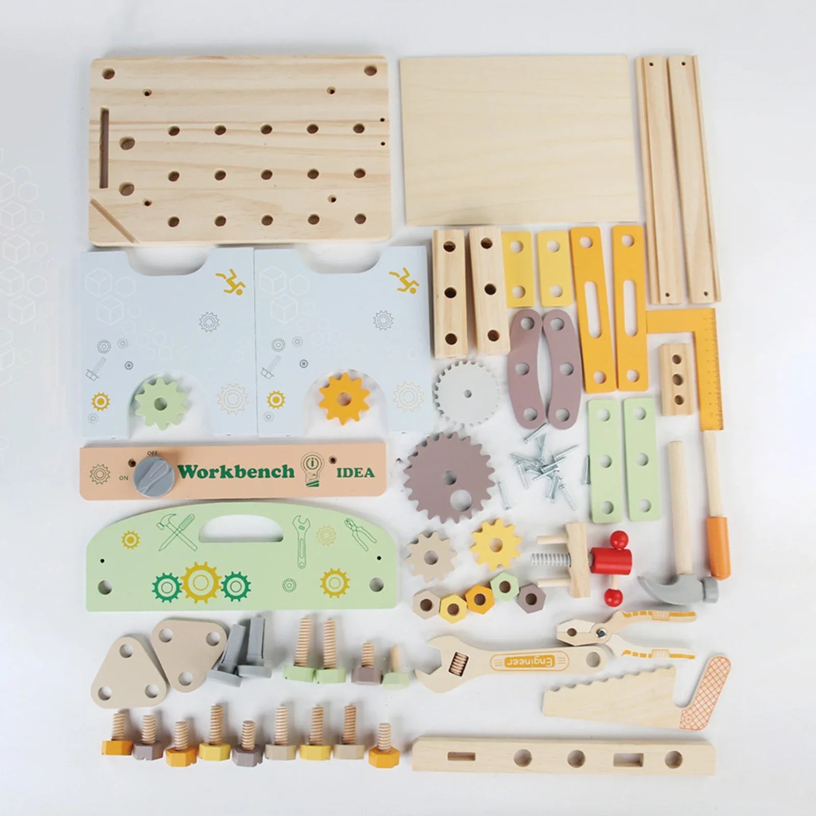 Wooden Tool Bench Simulation DIY Multifunctional Children Repair Play Tool Set for Kids 3 4 5 Year Old Girls Boys Children Gifts