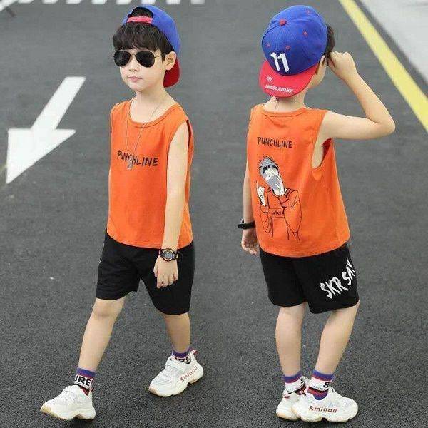 Boy Fashion Summer Dress Set Bangladesh | Original Imported Lightweight Kids Outfit Set - T-shirt Set - Baby's World (view 2)