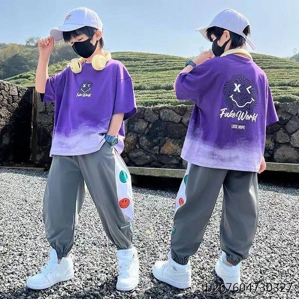Children Sports Thin - Children's Sports Thin Summer Style Cool And Handsome Fashion - T-shirt Set - Baby's World (view 2)