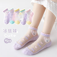 Children's Socks Spring and Summer Ice Silk Thin Mesh Socks for Boys and Girls Full Cartoon Cotton Boat Socks Baby Socks Wholesale