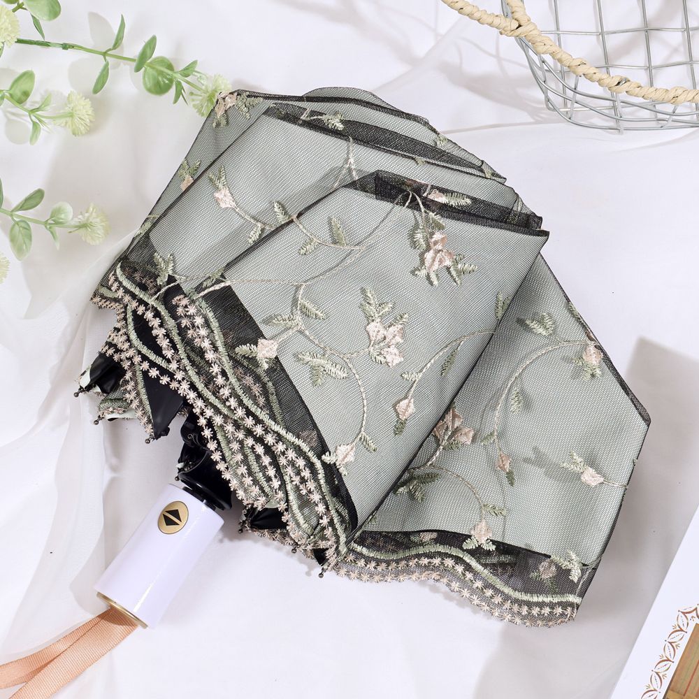 Double Lace Embroidered Sun Umbrella Women's Sun Protection UV Protection Princess Umbrella Vintage Sunshade Sunny Umbrella Folding Dual-purpose Umbrella