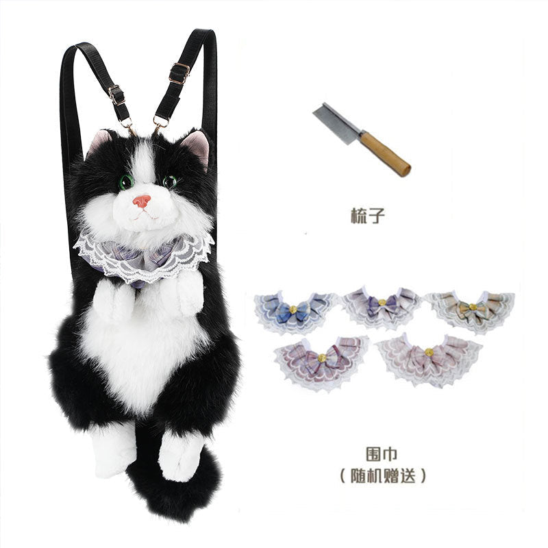 Cat Ragdoll Backpack Douyin Same Style Simulation Doll School Bag Cute Birthday Gift Doll Cat Backpack