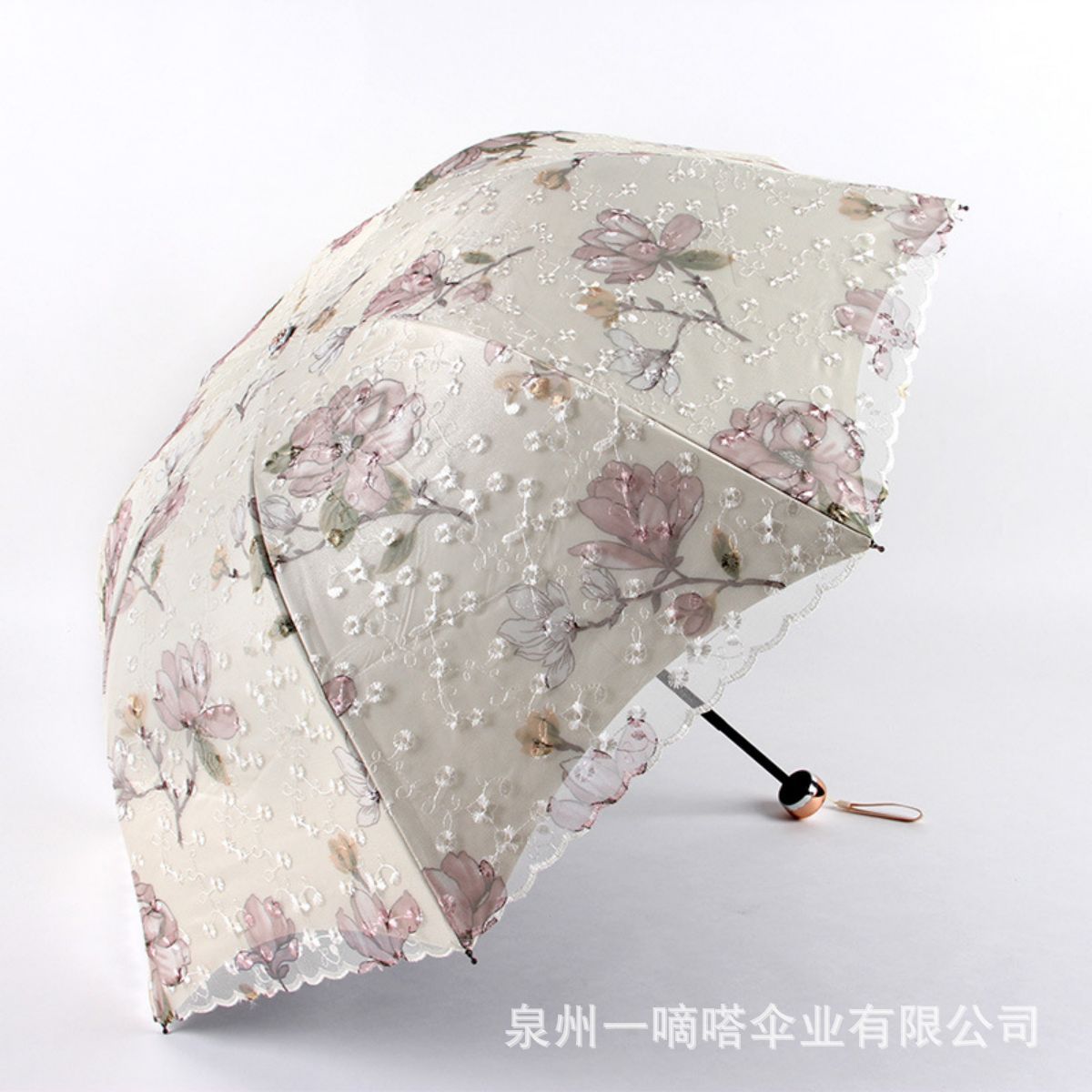 TEMU cross-border for manufacturers folding vintage embroidered lace double vinyl three-fold umbrella wedding umbrella