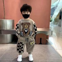 Boys' Outfit 2026 New Stylish Baby Spring Autumn Winter Korean Style Sweatshirt and Pants Children's Trendy Cool Children's Clothing