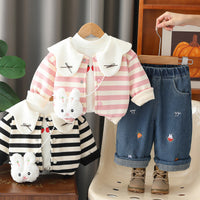 2025 New Fashion Set for Girls, Toddler Spring and Autumn Outfit, Stylish Sporty Sweet Three-Piece Set for Baby Girls