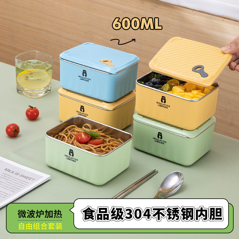 304 Stainless Steel Lunch Box, Food Sealed Fresh-Keeping Box, Household Fruit Box, Insulated Lunch Box