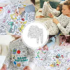 Cross-Border Kidsren's Graffiti Pajama Set Colorfulful DIY Infant Cotton Colorfuling Pajama Set