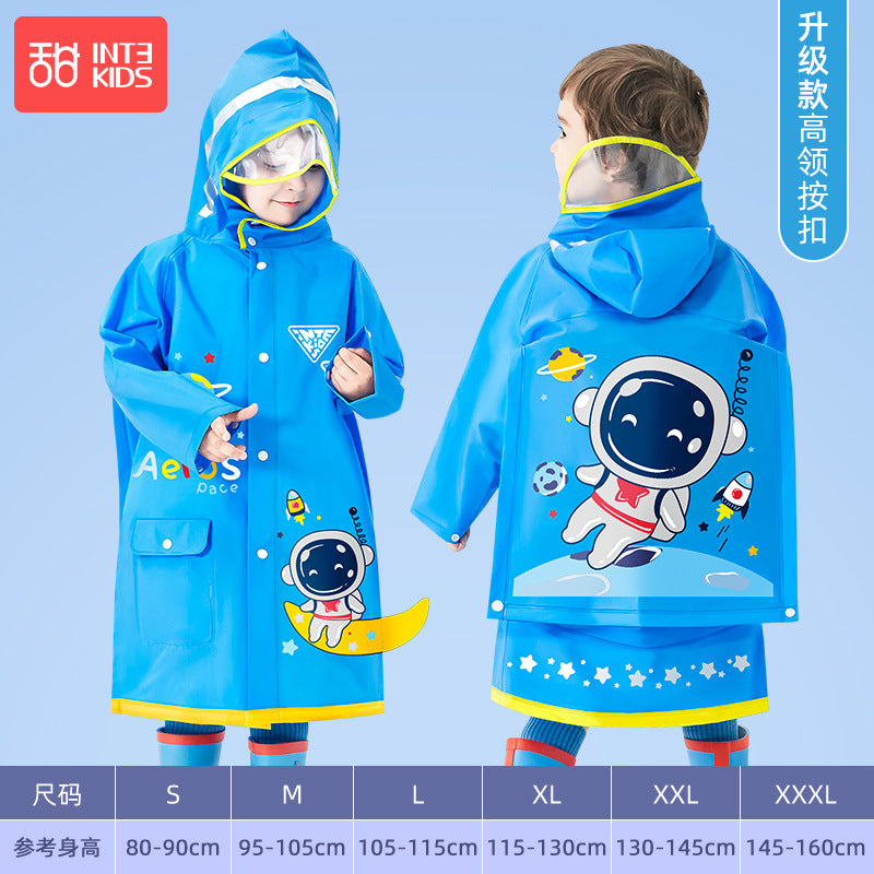 Children's Raincoat Cartoon Style for Girls and Boys, New Model for Kindergarten and Primary School Students, Special Backpack-Compatible Rain Poncho Wholesale