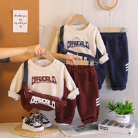 2026 Korean-style autumn sweatshirt and bag set, stylish boys' spring and autumn clothing, toddler two-piece outfit, trendy wholesale