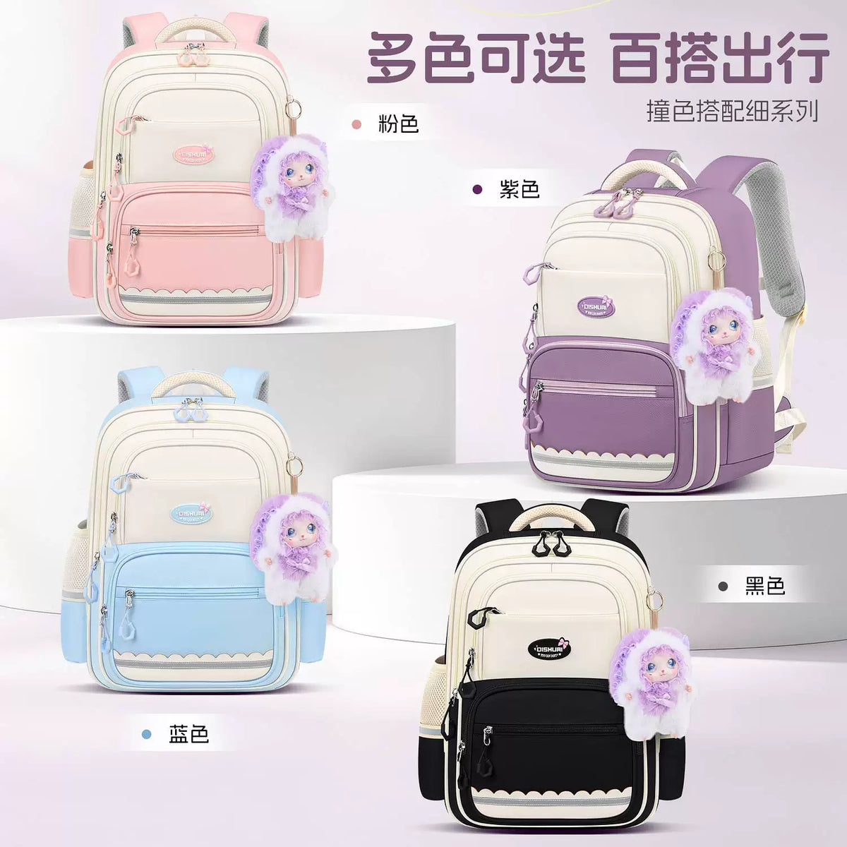 Loli Rabbit Schoolbag for Primary School Girls 2026 New Model for Grades 1, 2, 3 to 6, Lightweight Spine-Protecting and Burden-Reducing for Girls