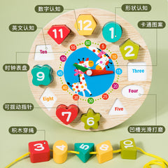 Digital Bead String Clock Model Shape Recognition Clock Educational Toy for Kids, Learning Threading Building Blocks