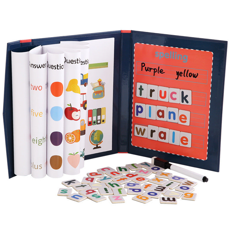 Clip-On Kids Book Early Learning: English Alphabet Letter Word-Building Magnetic Learning & Cognitive Educational Toy