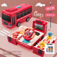 Children's steering wheel toy deformation bus bus early education multifunctional simulation school bus simulation wholesale