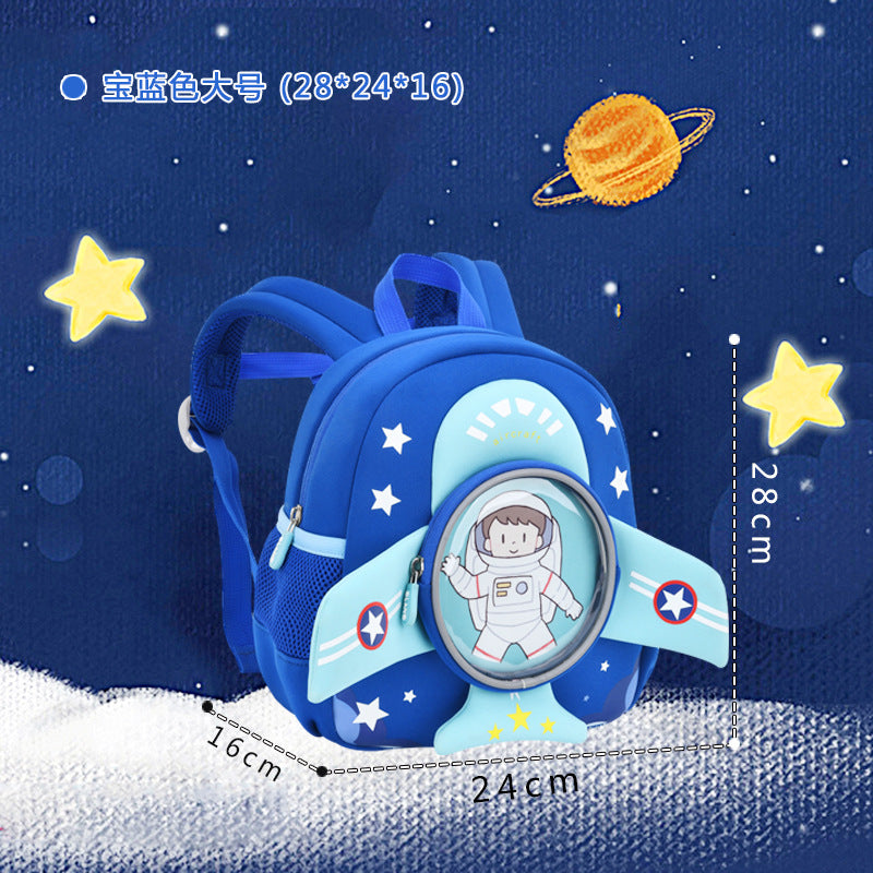 Cross-Border New Kindergarten School Bag Cartoon Children's Backpack Anti-Lost Diving Material Airplane Anti-Lost Spine Protector