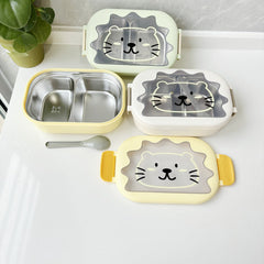 Student Lunch Box 304 Stainless Steel Lunch Box Kindergarten Food Grade Lunch Box Double-Layer Dielectric Tableware Preservation Box