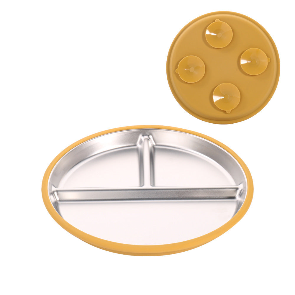 Factory New Product Baby Silicone Stainless Steel Tableware Set Creative Product 304 Stainless Steel Kidsren's Silicone Tableware Bowl