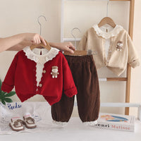 2026 New Fashionable Spring and Autumn Outfits for Girls, Baby Girl Autumn Clothing, Korean Style Sweater Three-Piece Set for Infants and Children, Wholesale
