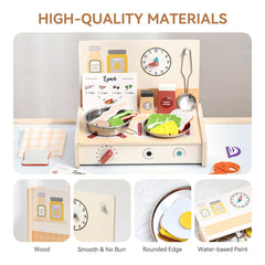 Amazon Early Education Wooden Simulation Cooking Kitchen Playset Stove Utensils Tableware Wooden Cognitive Toys for Babies