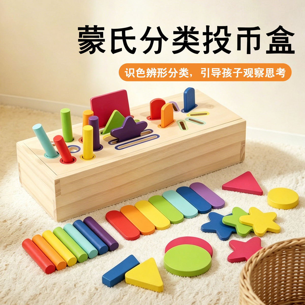 Montessori Early Education Toys for Babies: Color Recognition Matching & Sorting Blocks, Educational Learning Playset, Baby