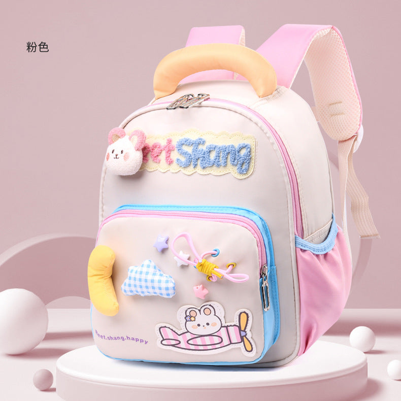 New Kindergarten School Bag Girls' Kindergarten Small Class Middle Class Large Class Cartoon Lightweight Soft Travel Children's Male Backpack