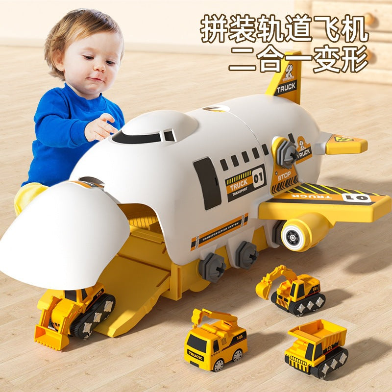Modular Toy Airplane Children’s Educational Screw-Drilling Assemble Toy for Kids | Toddler Learning Building Tool for Boys with Inertia Engineering Car
