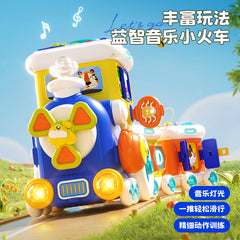 Cross-Border Best-Selling Baby Music and Light Educational Toy Train, Early Education Toy, Multi-Functional Baby Push-And-Crawl Toy