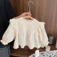 Girls' New 2026 Shirt, Baby Girl Lace Jacquard Doll Shirt, Baby Girl Spring Outfit, Sweet and Elegant Top