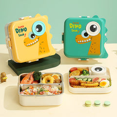 New 304 stainless steel lunch box cartoon three-compartment student lunch box primary school students double-compartment lunch box wholesale