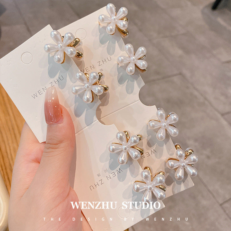 Pearl Small Hairpin Grabber Kidsren's Small Clip Headdress Bangs Artifact Top Clip Broken Hair Hairpin Female Forehead Side