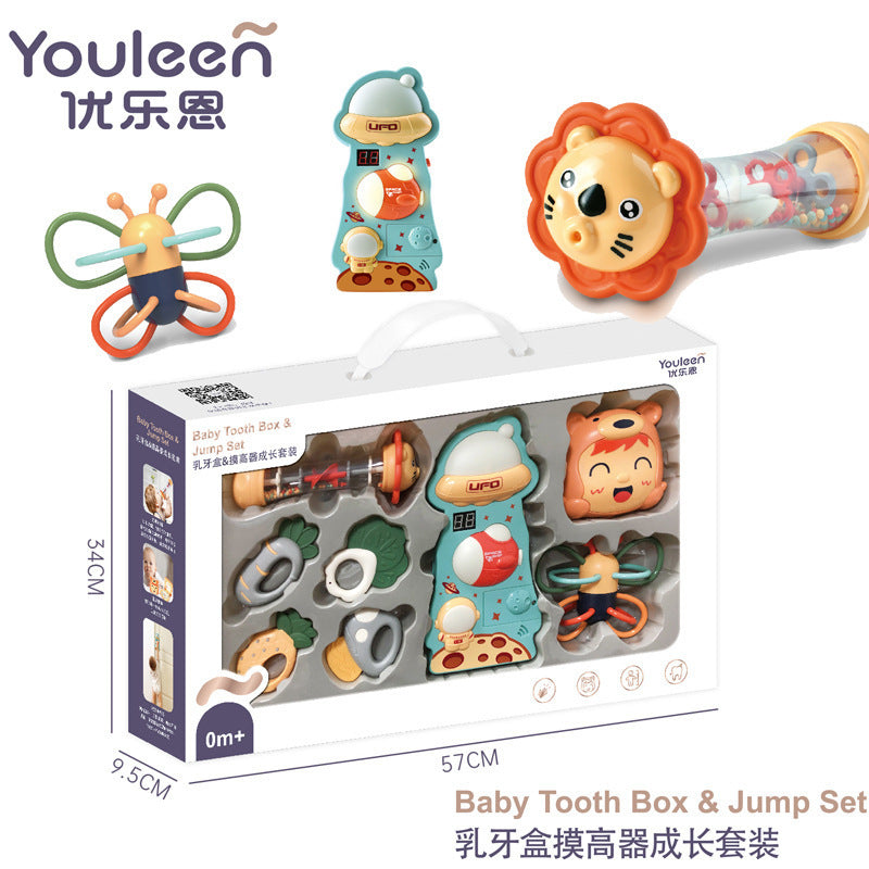 Youleen Newborn Baby Hand Rattle Baby Puzzle Early Education 0-6 Months Grasping Training Teeth Gel Bite Toy