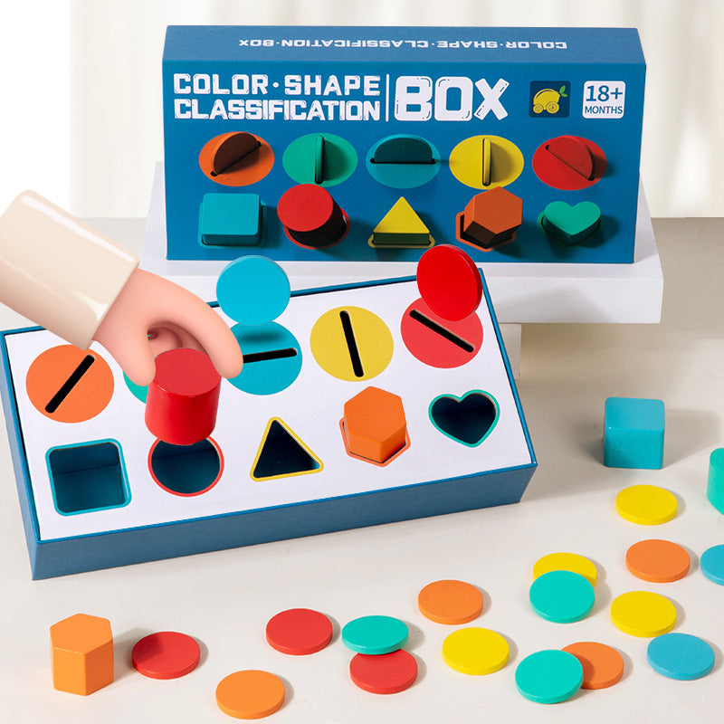 Montessori Early Education Teaching Aids, Kidsren's Educational Toys, Kindergarten Shape and Color Classification Matching Coin Box Gifts