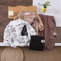Spring and Autumn 2026 New Boys' Outfit Set, Korean Style Casual Trendy Sports Zipper Pocket Sweatshirt Two-Piece Set