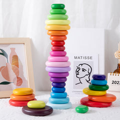 Rainbow Healing Stones Baby Color Cognitive Imagination Training Children's Educational Stacking High Assembling Toys