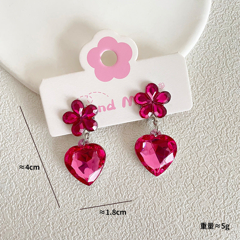 Small fresh children's earrings love pendant ear clip baby girl flower color accessories earrings jewelry