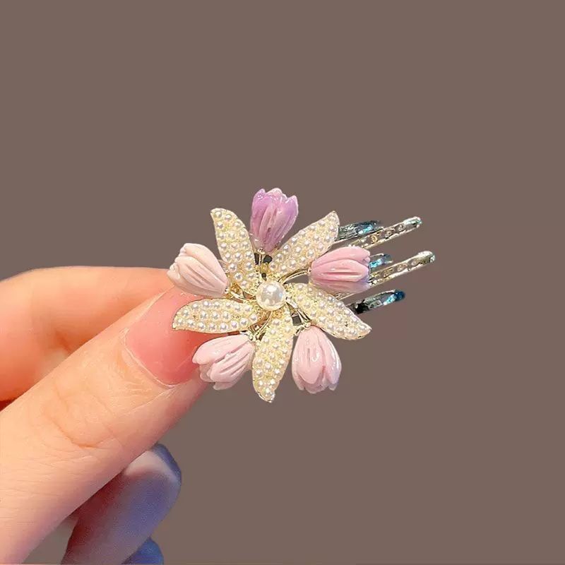 Exquisite Flower Pearl small size Side Clip Hairpin Women's Side Clip Bangs Clip Broken Hair Mori Style Sweet New Style Duckbill Clip