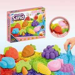 Hot-Selling Space Sand Complete Set with Power Magic Sand Tray, Fruit Ice Cream Molds, Children's Sand Play Toy Set