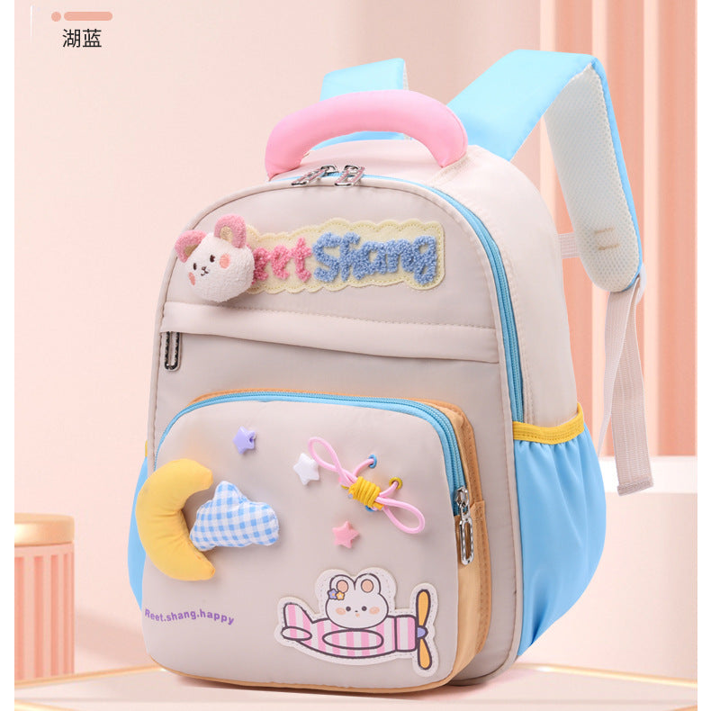 New Kindergarten School Bag Girls' Kindergarten Small Class Middle Class Large Class Cartoon Lightweight Soft Travel Children's Male Backpack
