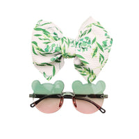 Children's Bear Sunglasses Hair Accessories Combination Set Simple Cartoon Baby Toy Sunshade Glasses Fruit Printed Hair Band