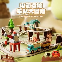 Cross-Border Electric Train Forest Logging Track Children's Assembled Circular Overpass Educational Track Car Boy Toy