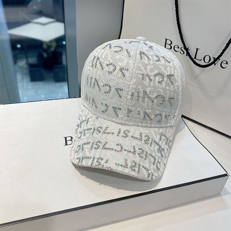 Cross-border Hat Women's New Sunscreen Sun Hat Trendy Baseball Cap Spring and Summer Fashion Sun Rhinestone Cap in stock