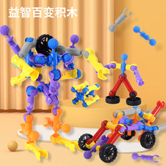 Skeleton Joint Stick Insertion Building Blocks Toys Children's Intelligence Development Educational Assembled Toys Boys Building Blocks Kindergarten
