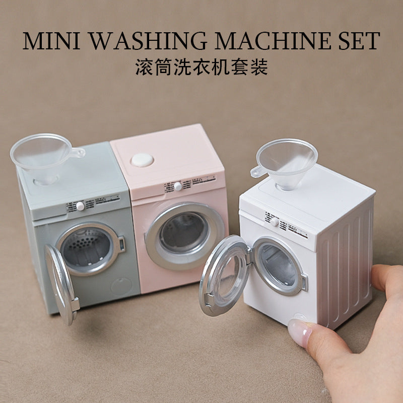 1:12 Toy Miniature Washing Machine Home Appliance Model Dollhouse Prop Rechargeable Version That Can Rotate and Wash
